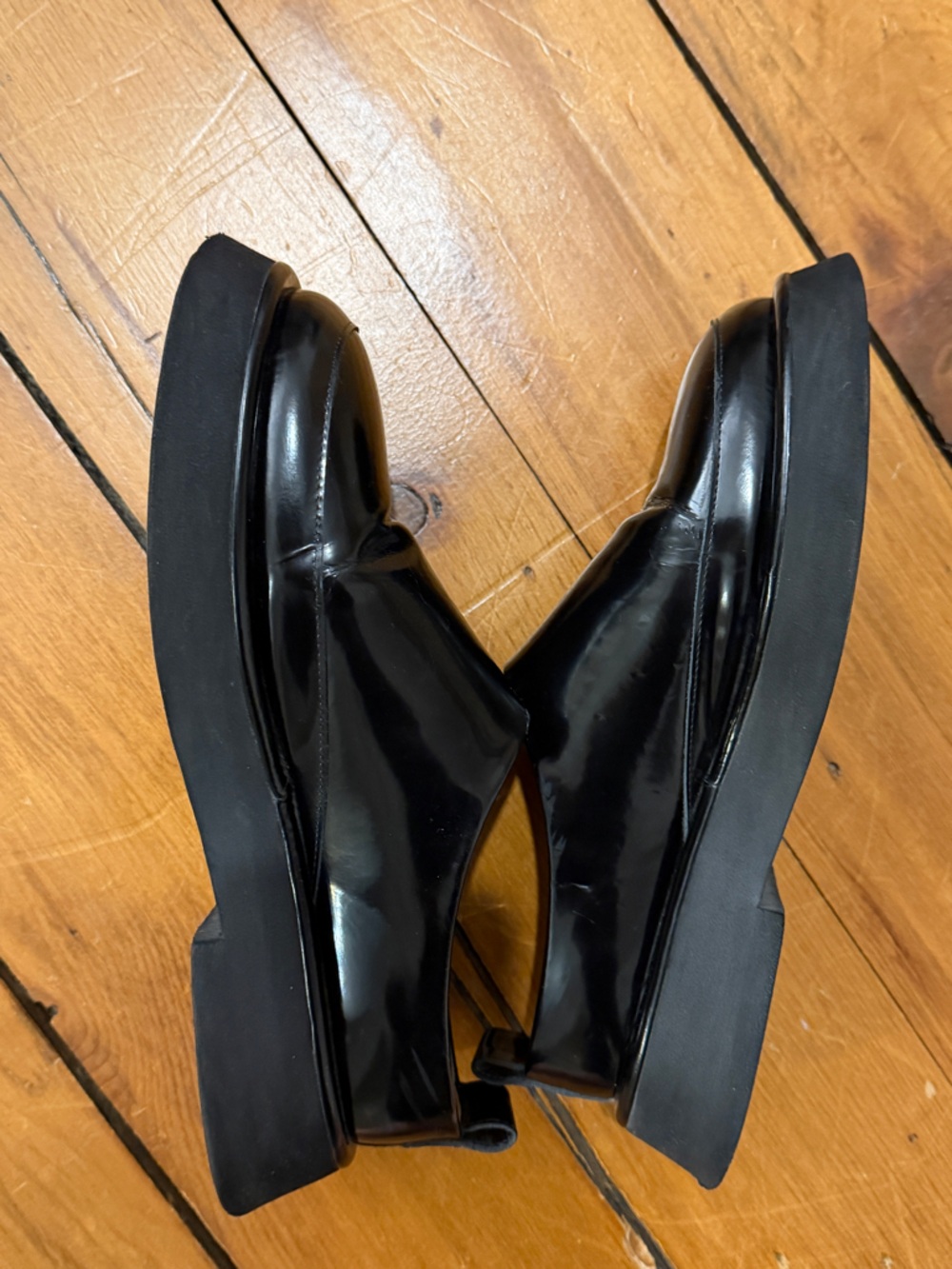 Wandler Rosa Black Gloss Leather Backless Loafers - Picture 5 of 10